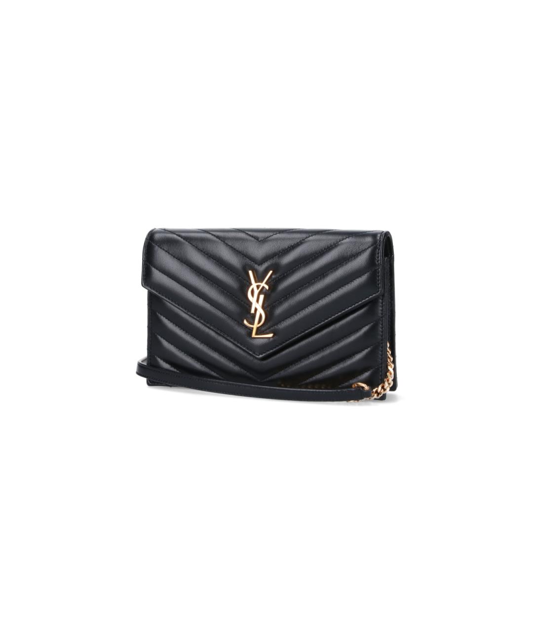 SAINT LAURENT Черный кожаный кошелек, фото 3