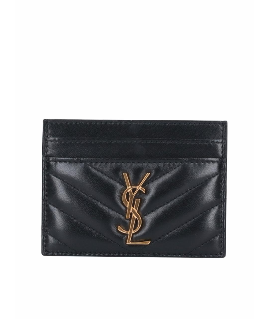 SAINT LAURENT Черный кожаный кардхолдер, фото 1