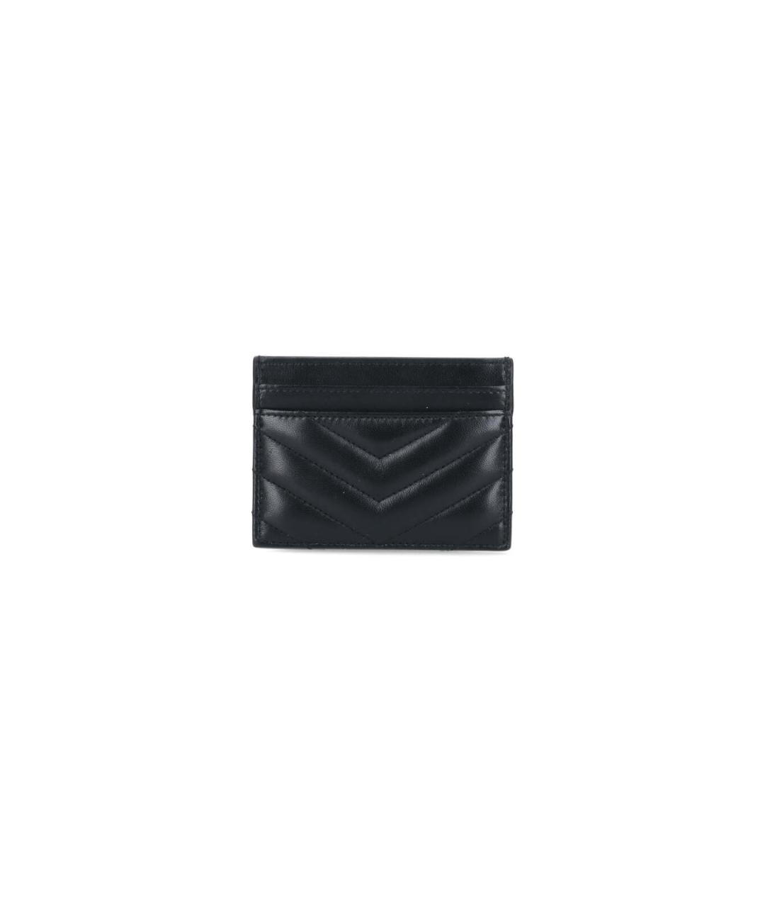 SAINT LAURENT Черный кожаный кардхолдер, фото 2
