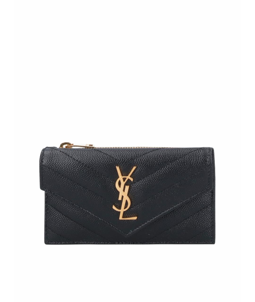 SAINT LAURENT Черный кожаный кошелек, фото 1