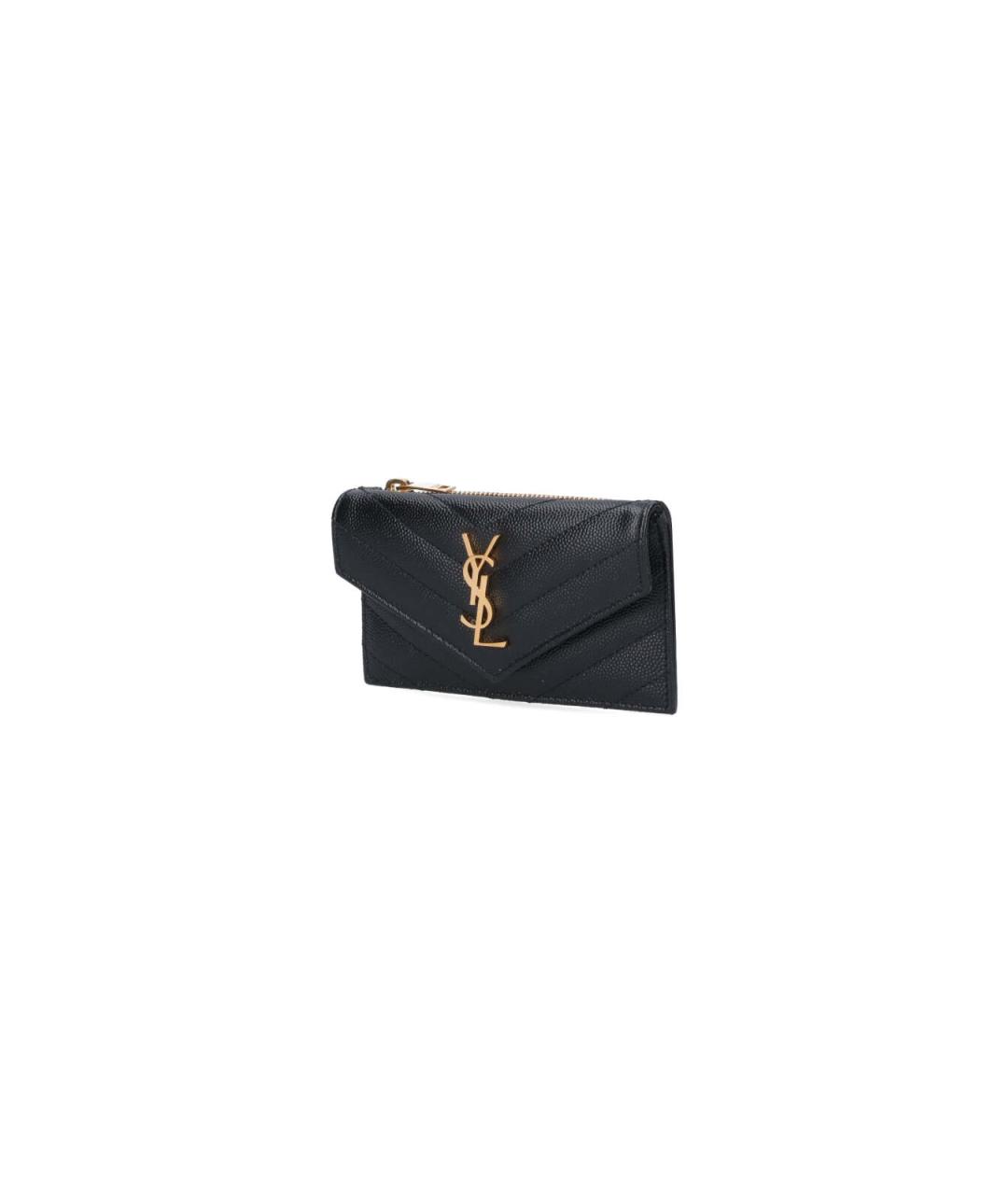 SAINT LAURENT Черный кожаный кошелек, фото 2