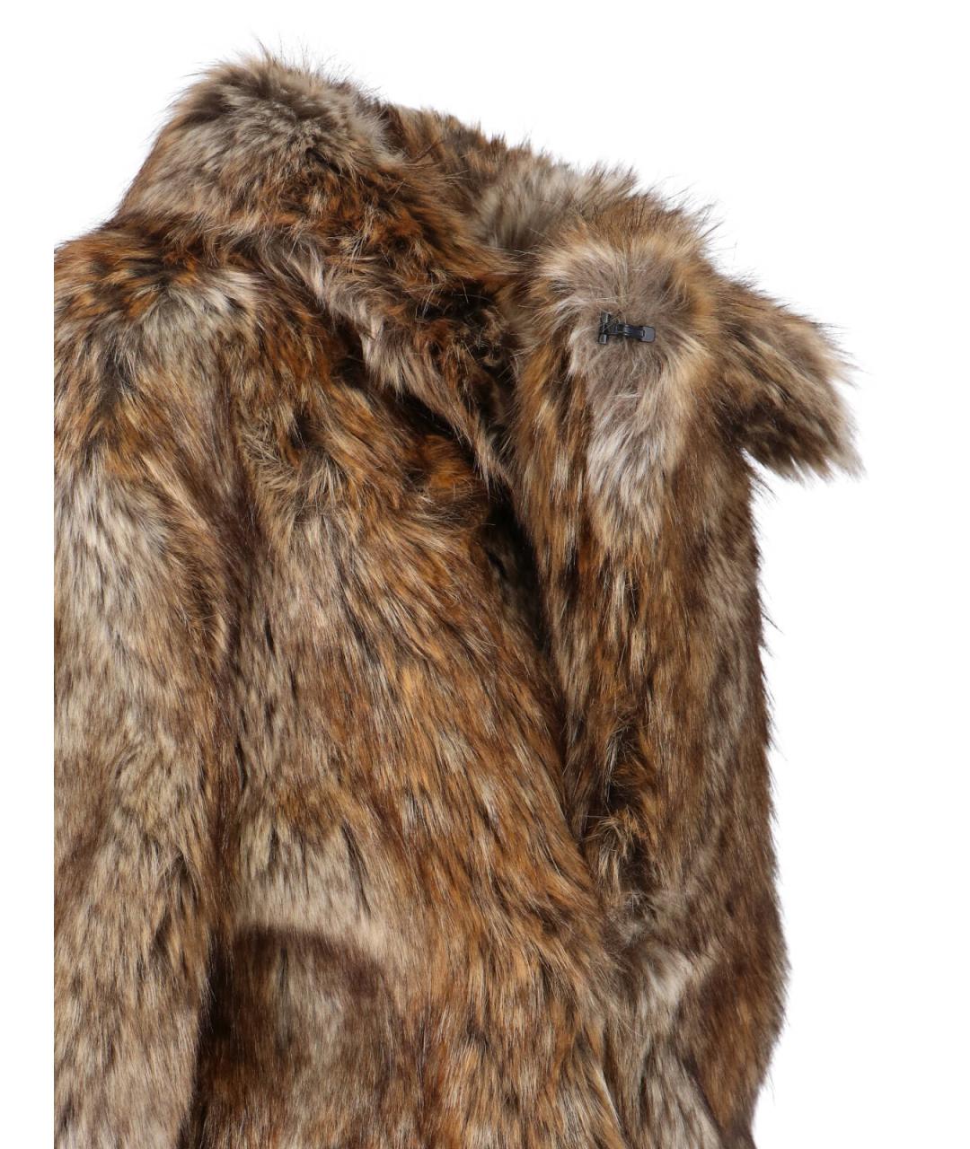 MM6 MAISON MARGIELA Коричневая синтетическая шуба, фото 4