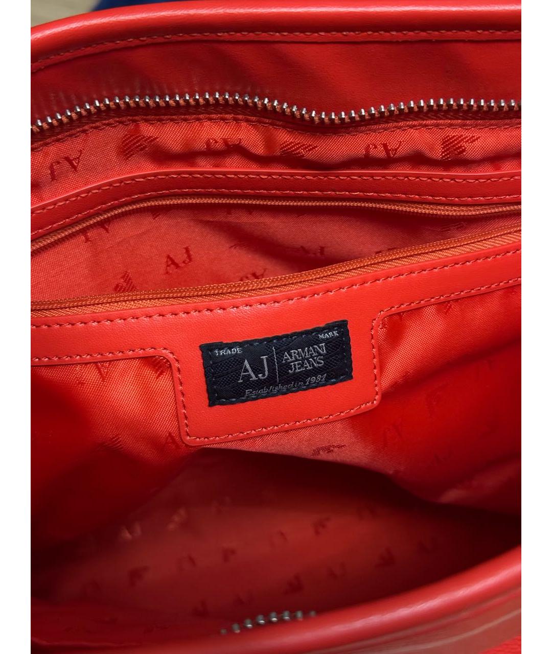 ARMANI JEANS Оранжевая пляжная сумка из искусственной кожи, фото 4