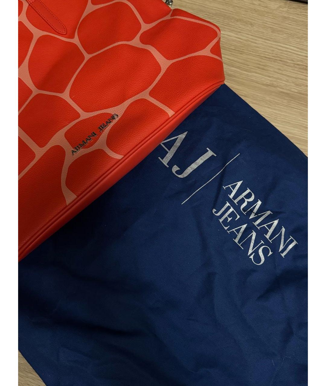 ARMANI JEANS Оранжевая пляжная сумка из искусственной кожи, фото 6