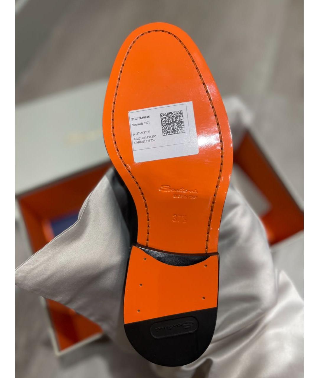 SANTONI Черные кожаные лоферы, фото 4