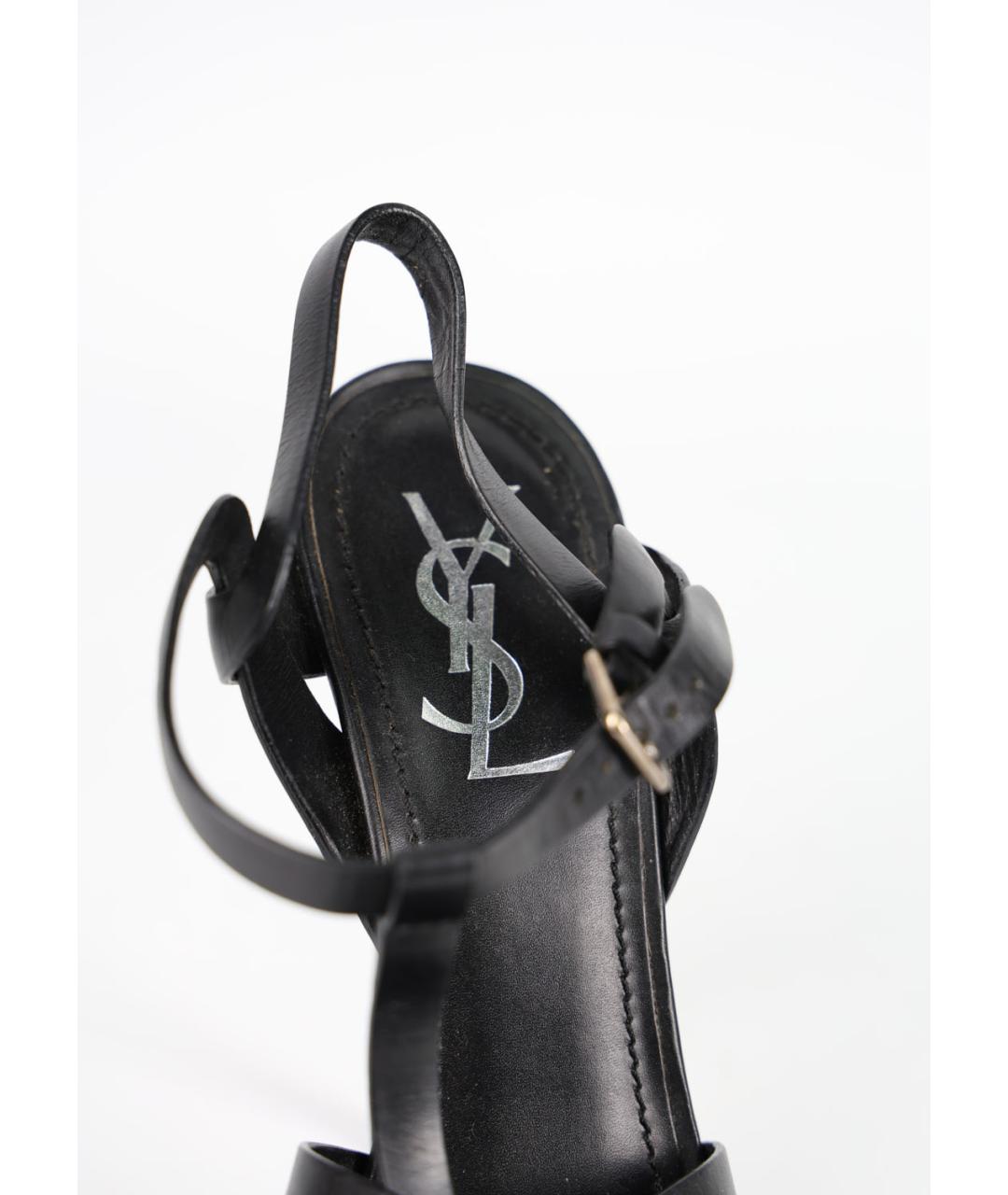 SAINT LAURENT Черные кожаные босоножки, фото 5
