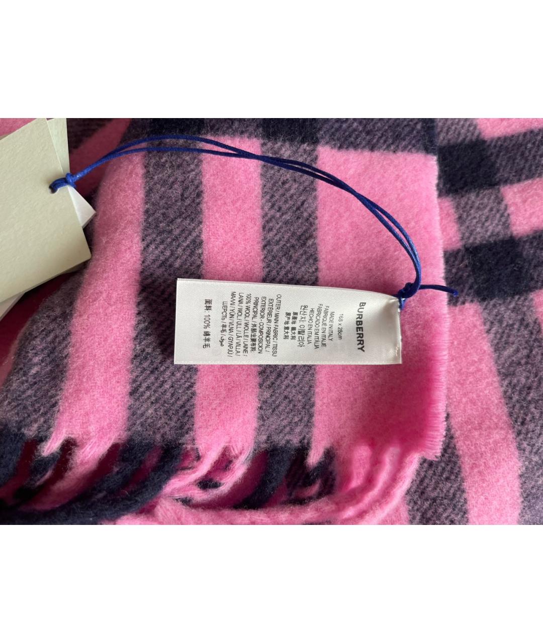 BURBERRY Розовый шерстяной шарф, фото 6