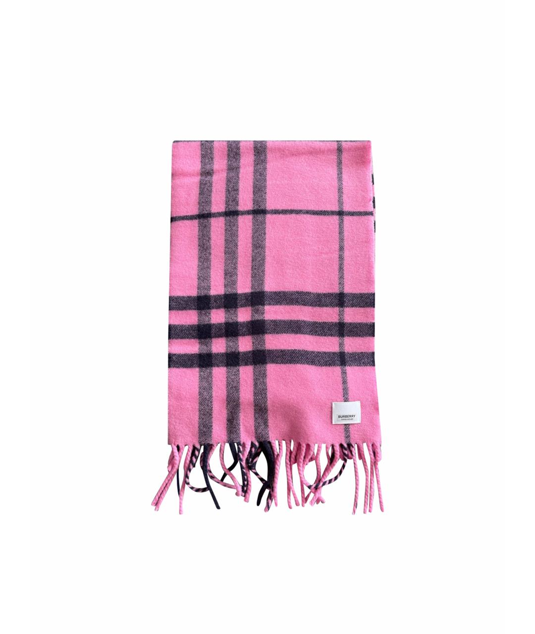 BURBERRY Розовый шерстяной шарф, фото 1