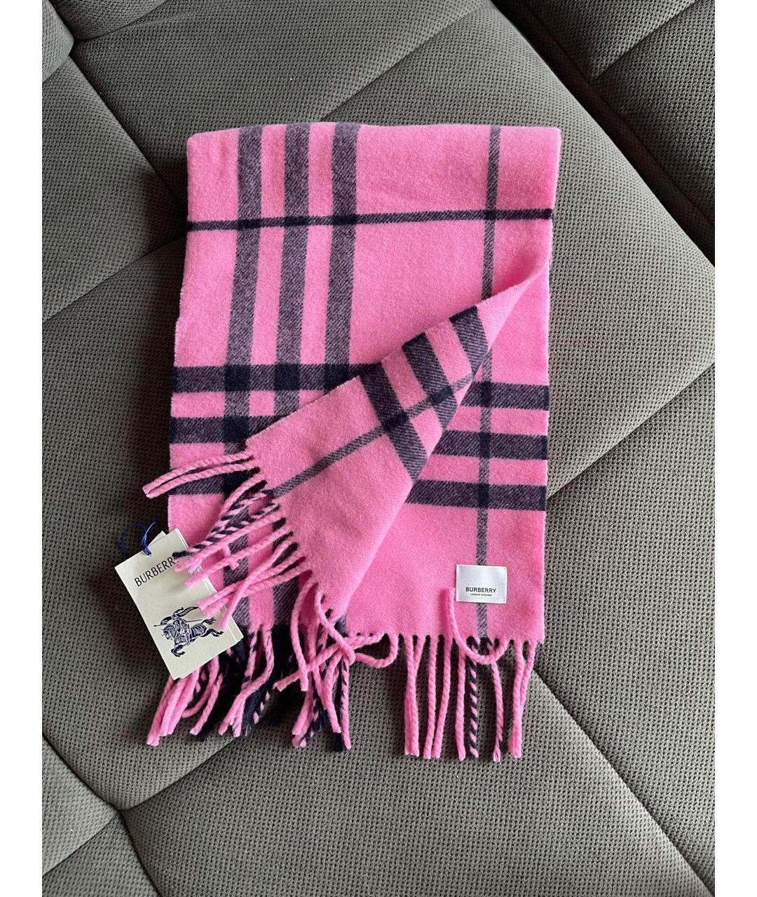 BURBERRY Розовый шерстяной шарф, фото 3