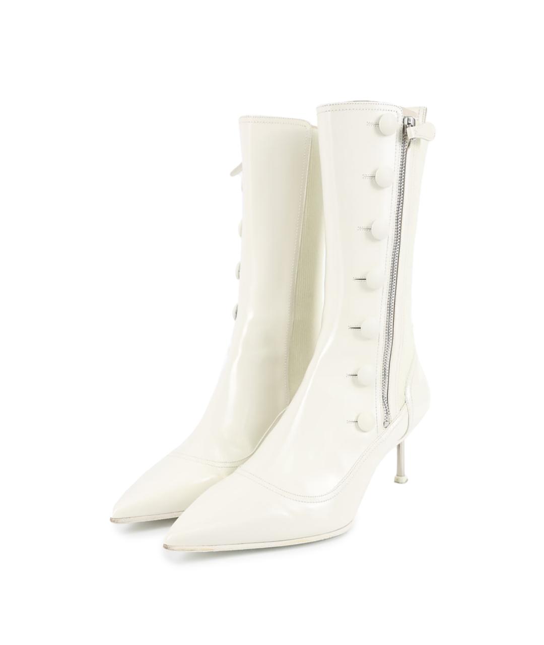 ALEXANDER MCQUEEN Белые кожаные ботильоны, фото 7