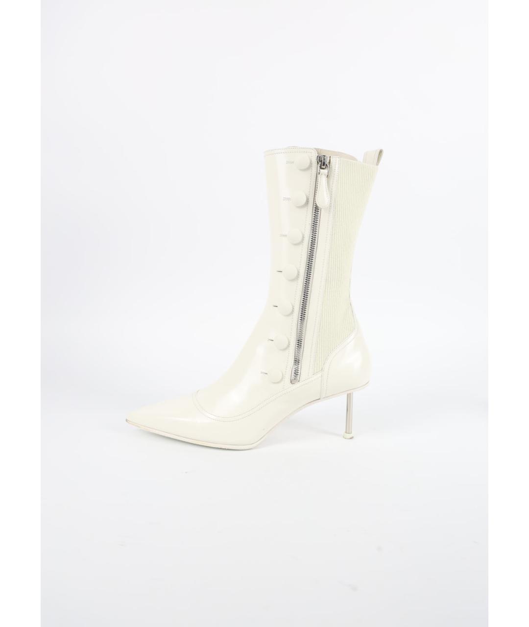 ALEXANDER MCQUEEN Белые кожаные ботильоны, фото 4