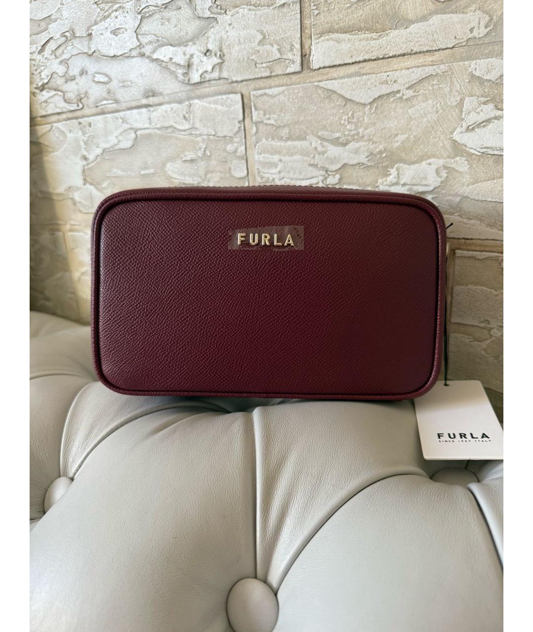 FURLA Бордовая кожаная сумка через плечо, фото 4