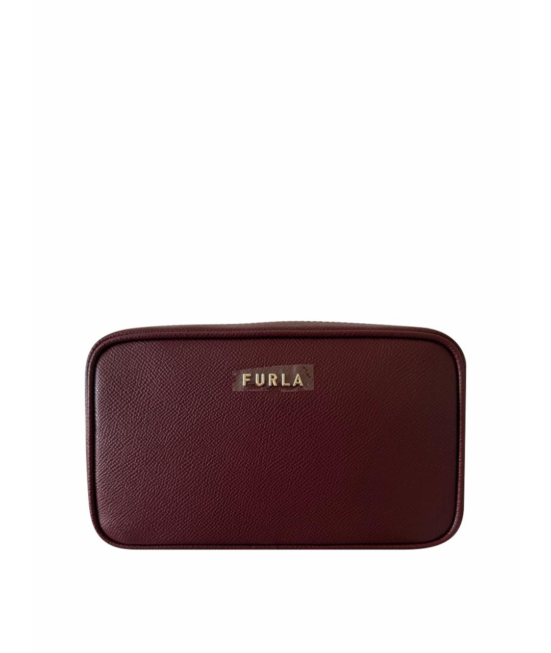FURLA Бордовая кожаная сумка через плечо, фото 1