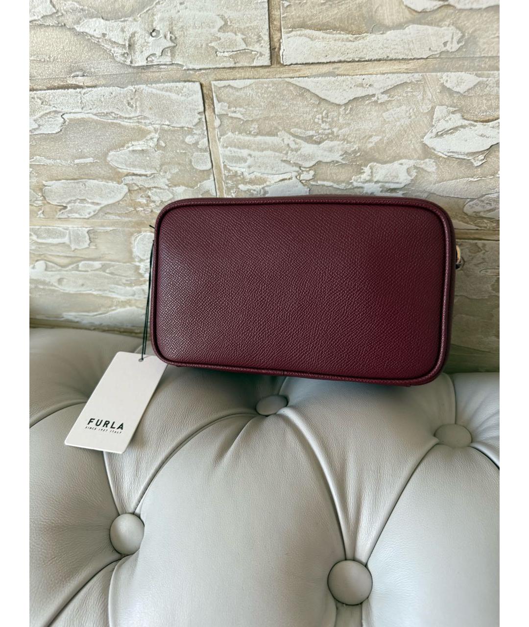FURLA Бордовая кожаная сумка через плечо, фото 3