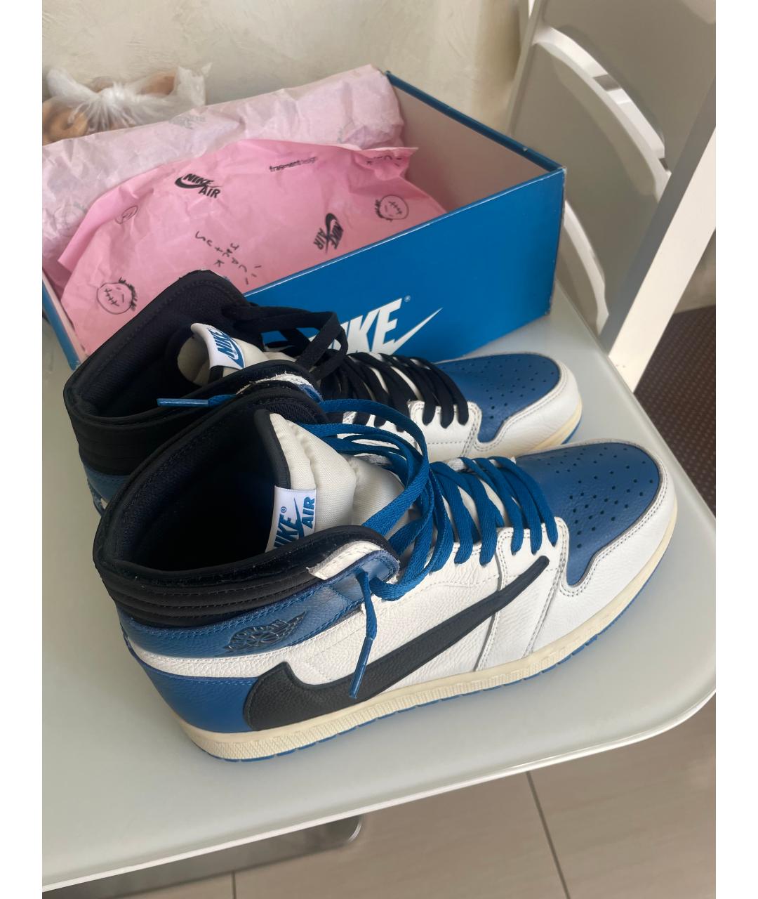 CACTUS JACK BY TRAVIS SCOTT Синие кожаные высокие кроссовки / кеды, фото 3