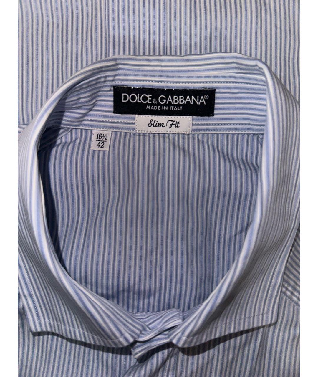 DOLCE&GABBANA Голубая хлопковая кэжуал рубашка, фото 3