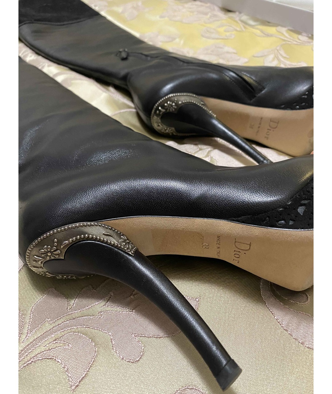 CHRISTIAN DIOR PRE-OWNED Черные кожаные ботфорты, фото 3