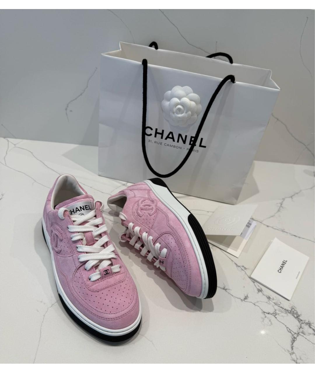 CHANEL Розовые замшевые кеды, фото 5
