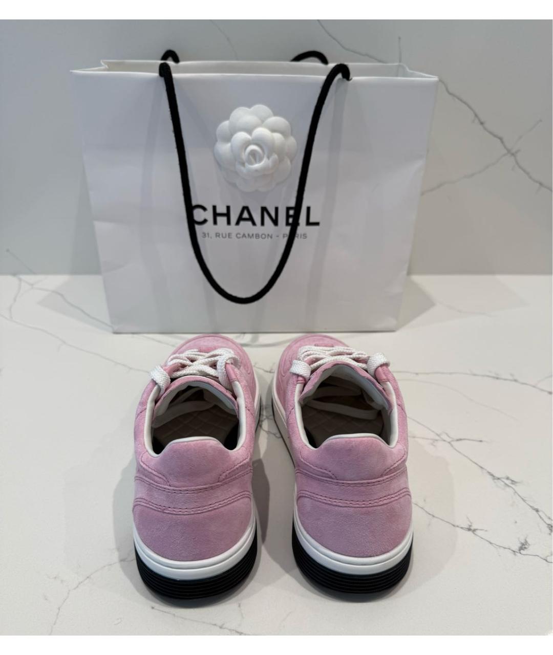 CHANEL Розовые замшевые кеды, фото 4