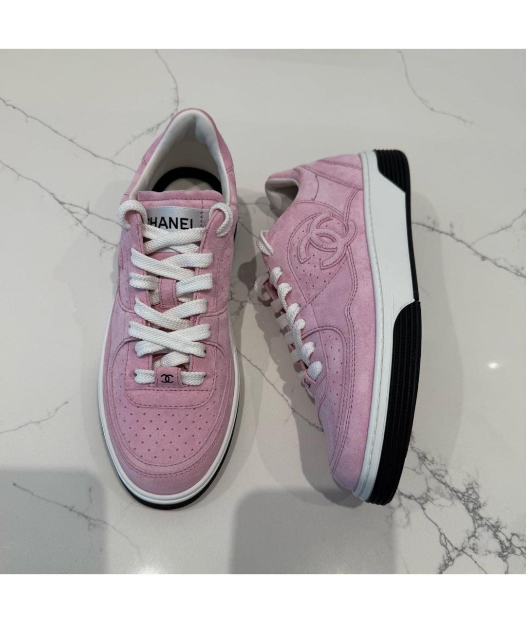 CHANEL Розовые замшевые кеды, фото 8