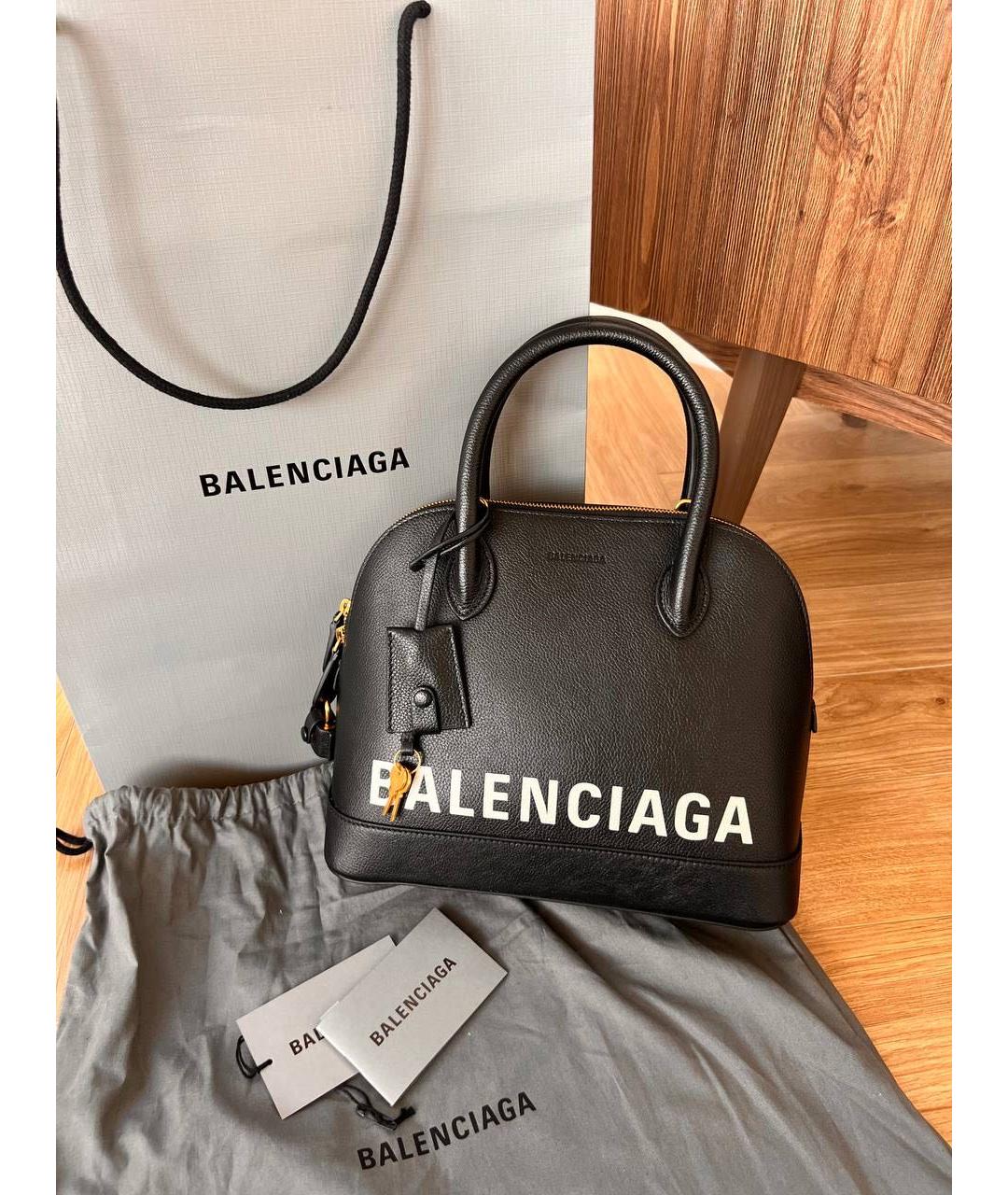 BALENCIAGA Черная кожаная сумка с короткими ручками, фото 3