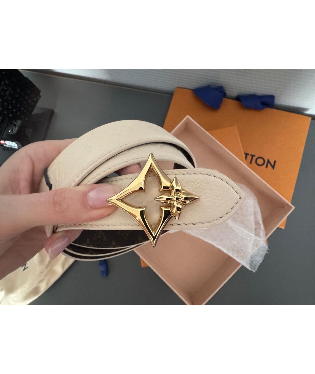 LOUIS VUITTON Белый кожаный ремень, фото 2