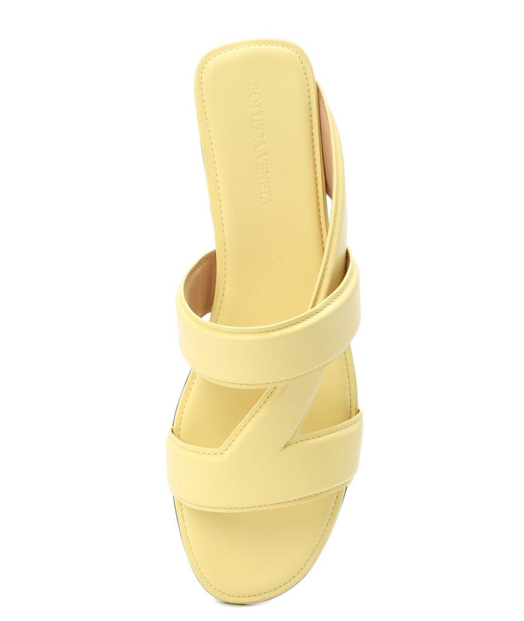BOTTEGA VENETA Желтые кожаные шлепанцы, фото 3