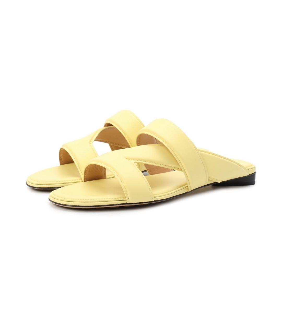 BOTTEGA VENETA Желтые кожаные шлепанцы, фото 2