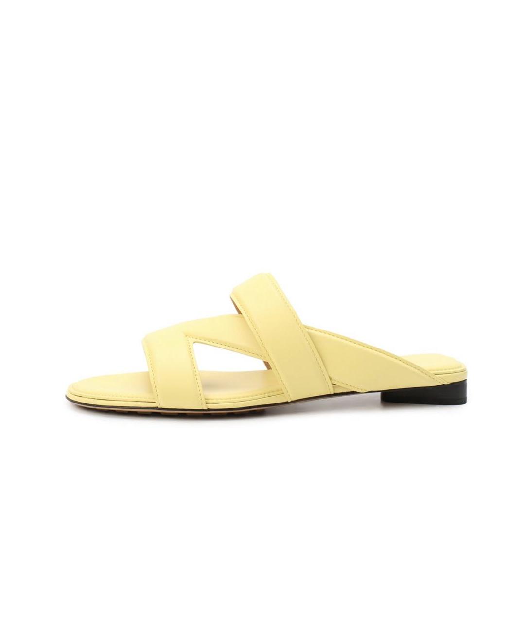 BOTTEGA VENETA Желтые кожаные шлепанцы, фото 5