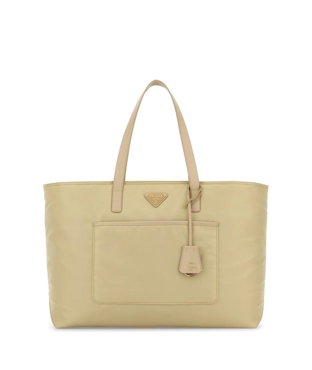 PRADA Бежевая синтетическая сумка тоут, фото 1