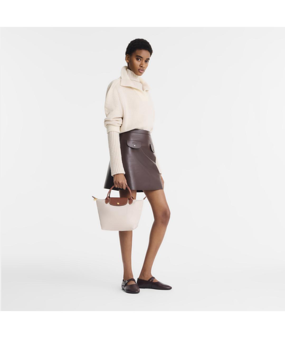 LONGCHAMP Белая кожаная сумка тоут, фото 6