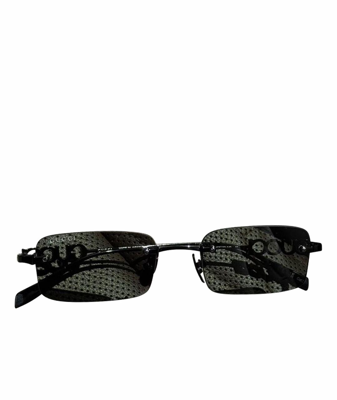 GUCCI Черные металлические солнцезащитные очки, фото 1