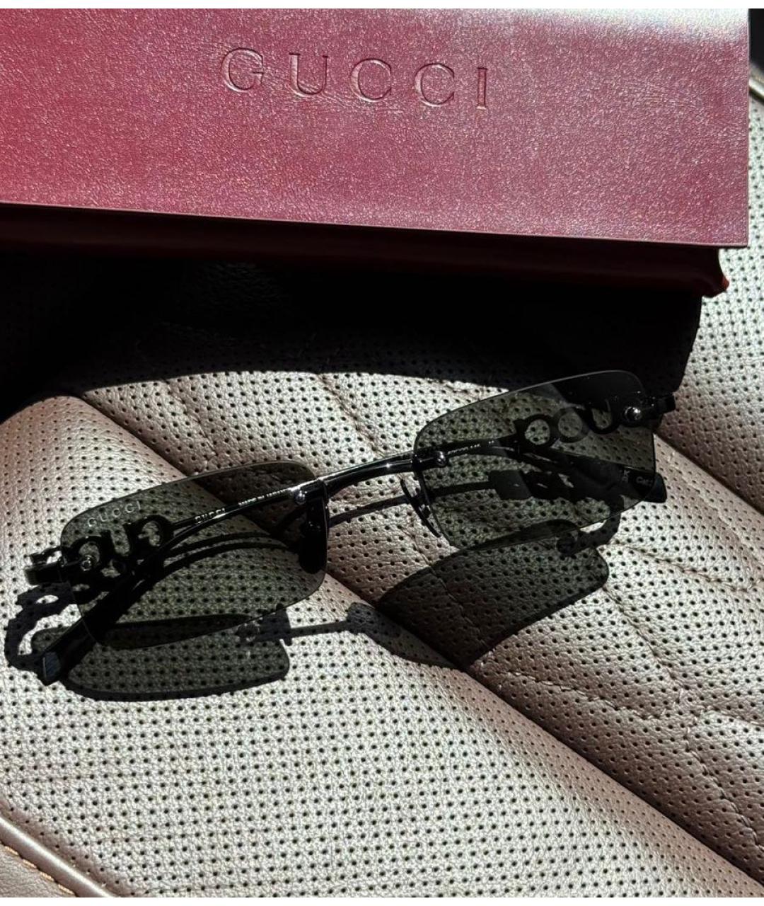 GUCCI Черные металлические солнцезащитные очки, фото 4