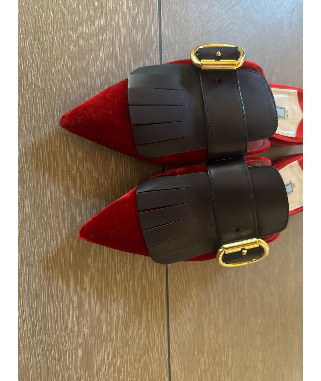 PRADA Бордовые бархатные мюли, фото 2