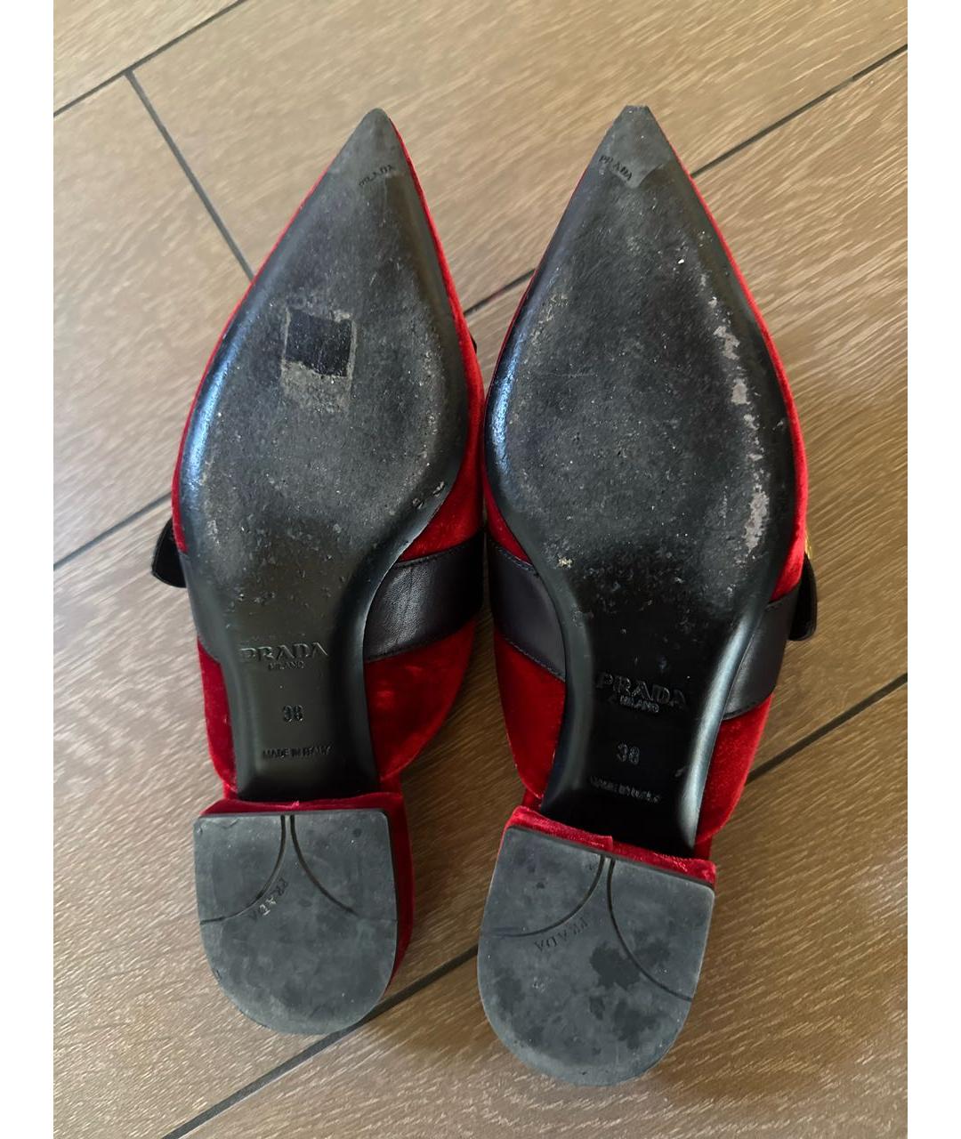 PRADA Бордовые бархатные мюли, фото 5