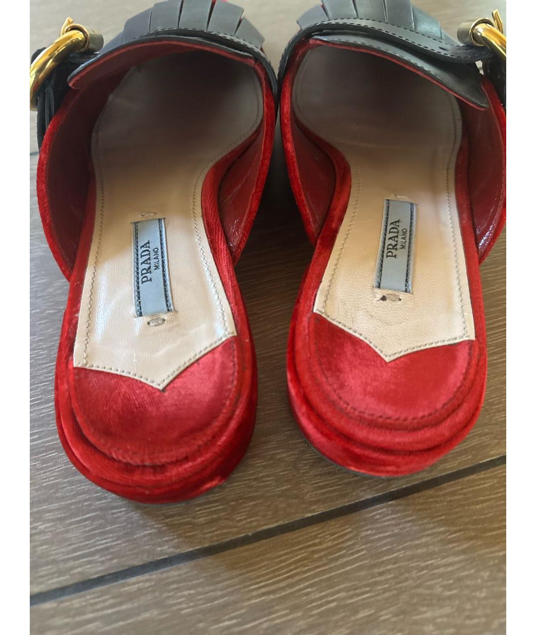 PRADA Бордовые бархатные мюли, фото 4