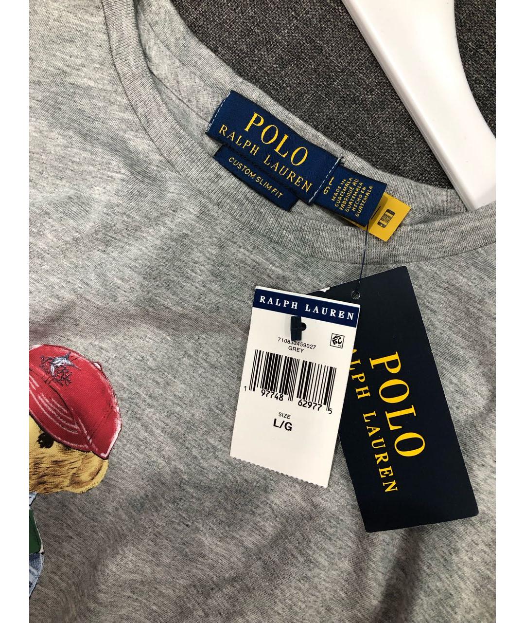 POLO RALPH LAUREN Серая хлопковая футболка, фото 3