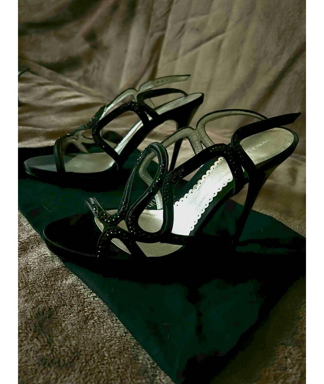 GIORGIO ARMANI Черные бархатные босоножки, фото 5