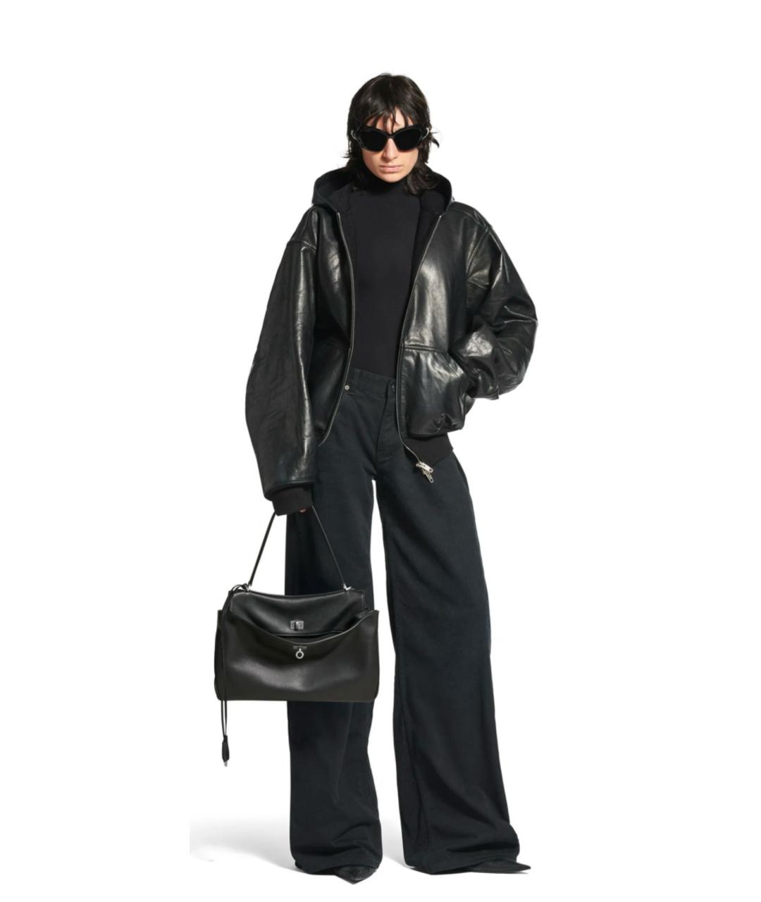BALENCIAGA Черная кожаная сумка тоут, фото 5