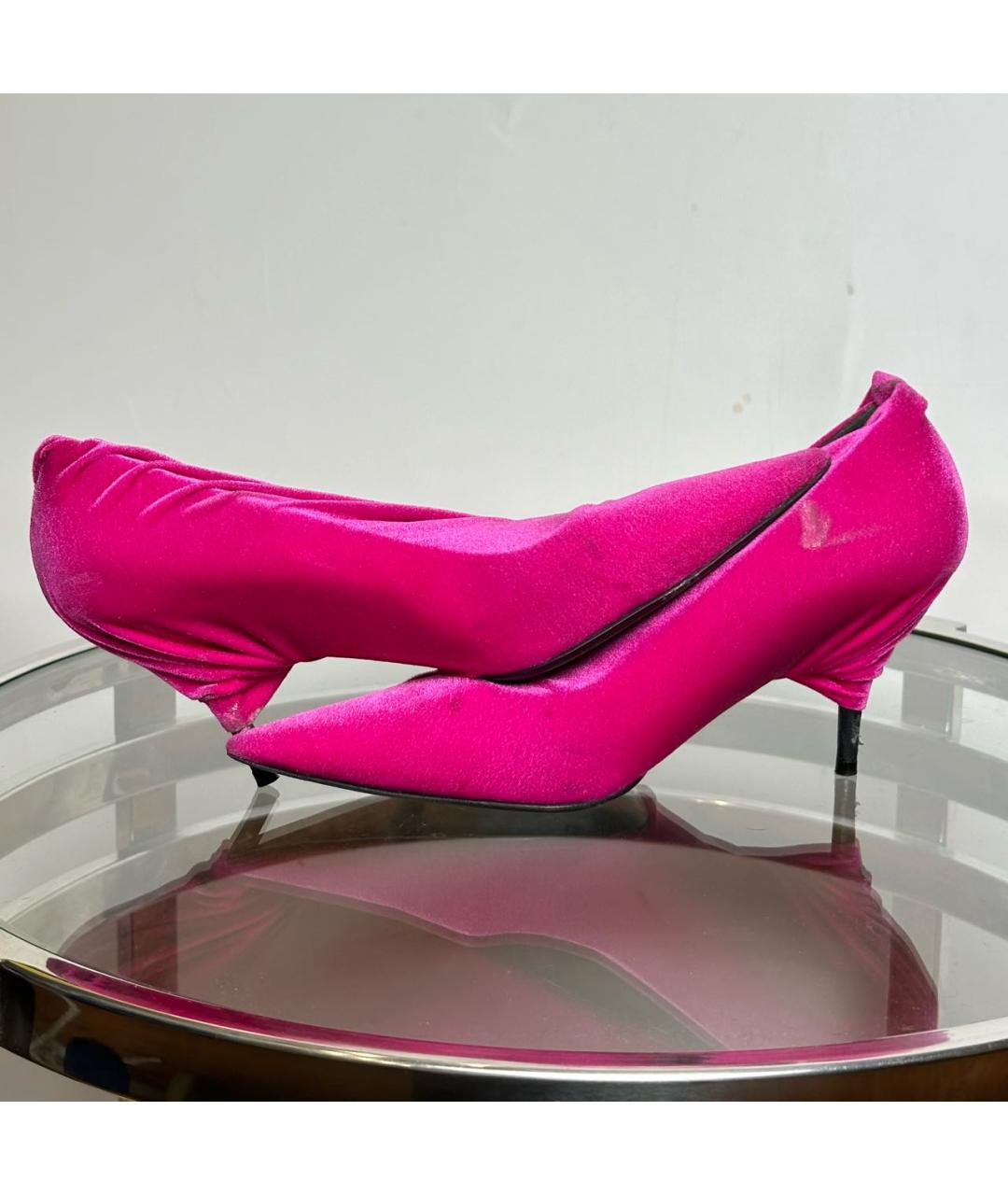 BALENCIAGA Фуксия бархатные туфли, фото 7