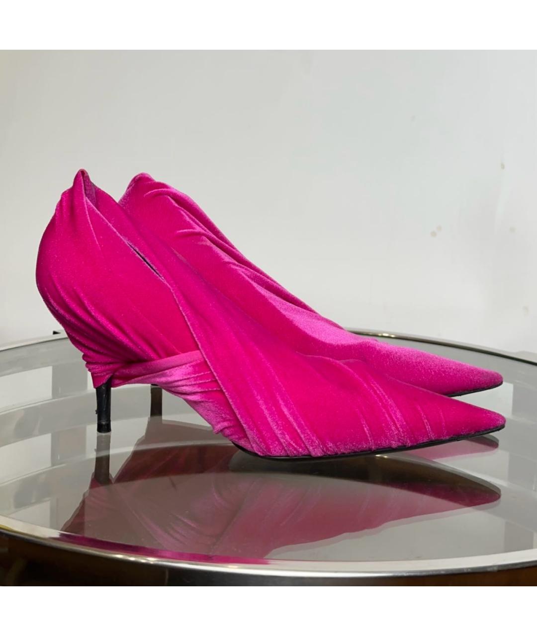 BALENCIAGA Фуксия бархатные туфли, фото 9