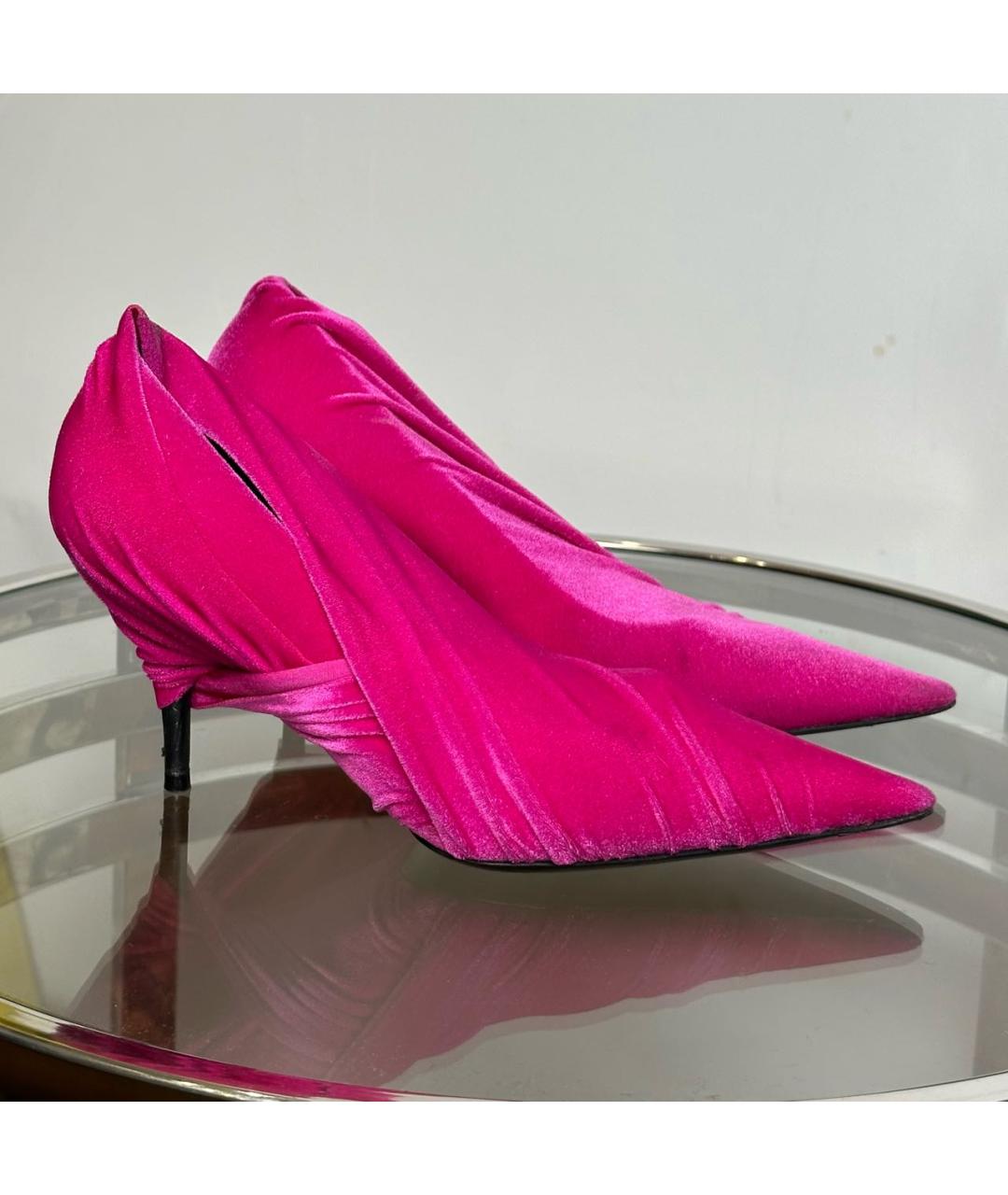BALENCIAGA Фуксия бархатные туфли, фото 4