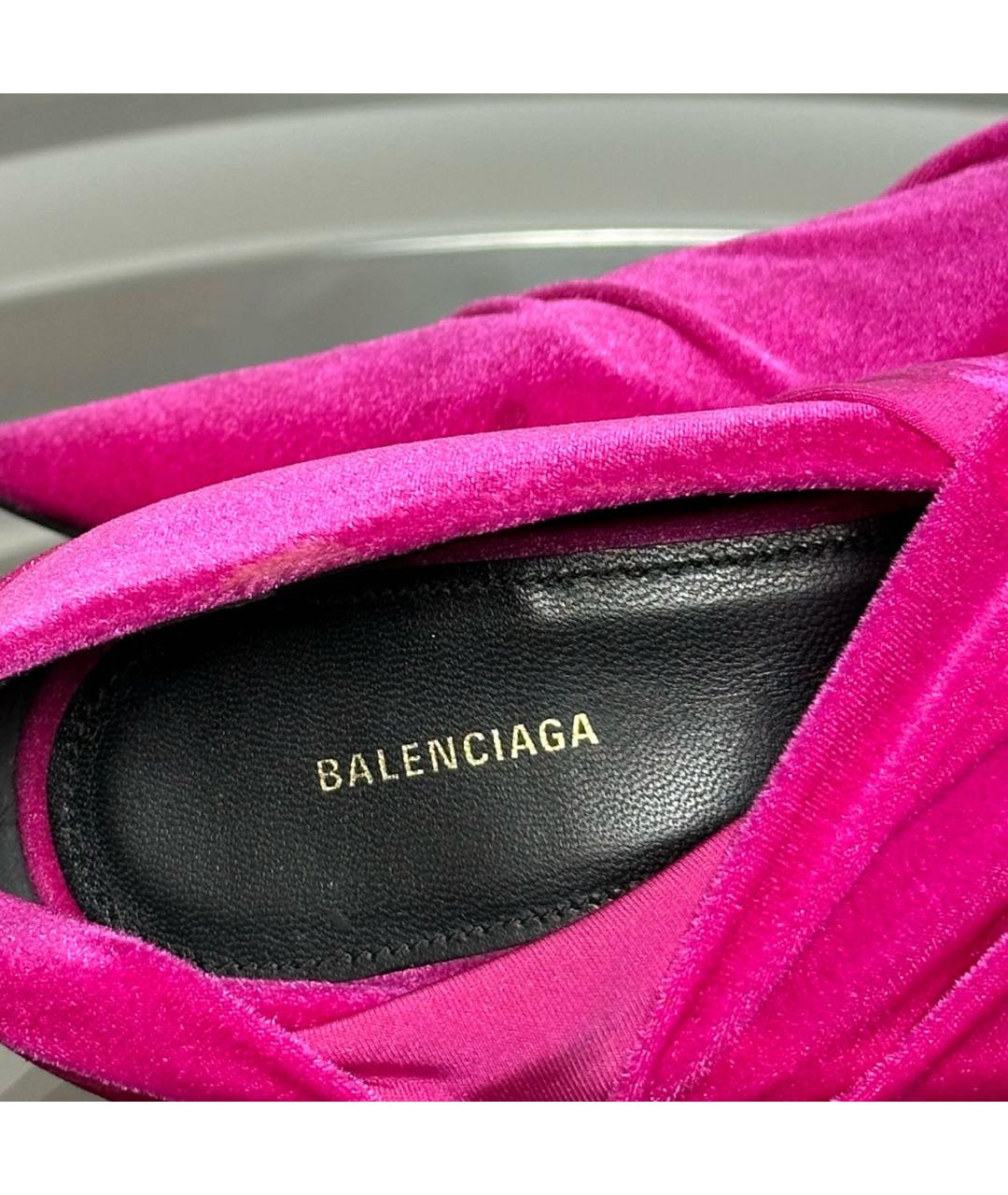 BALENCIAGA Фуксия бархатные туфли, фото 5