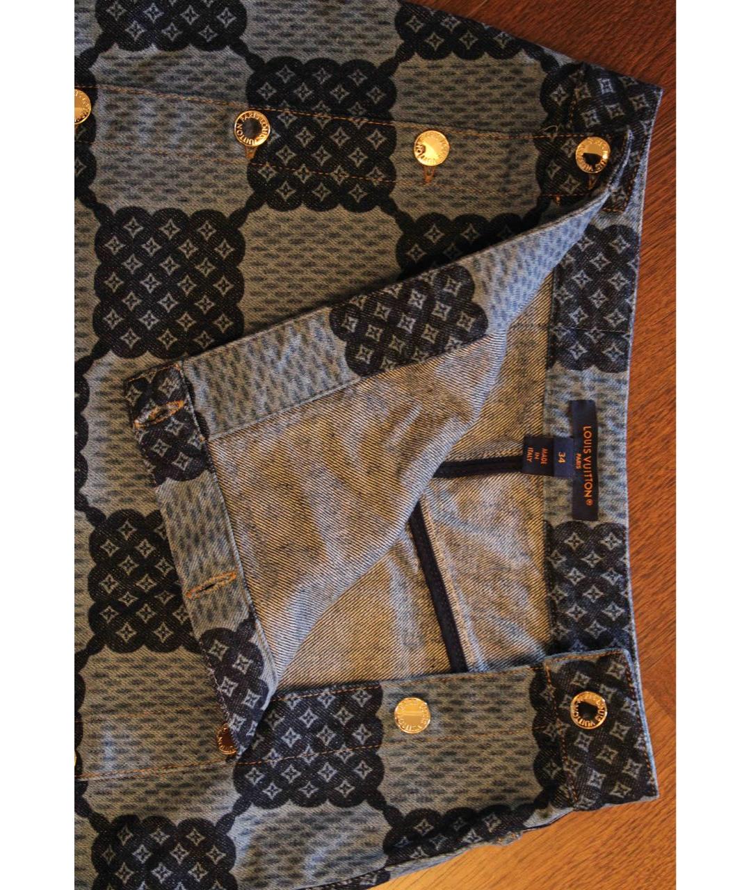 LOUIS VUITTON Темно-синяя деним юбка мини, фото 3