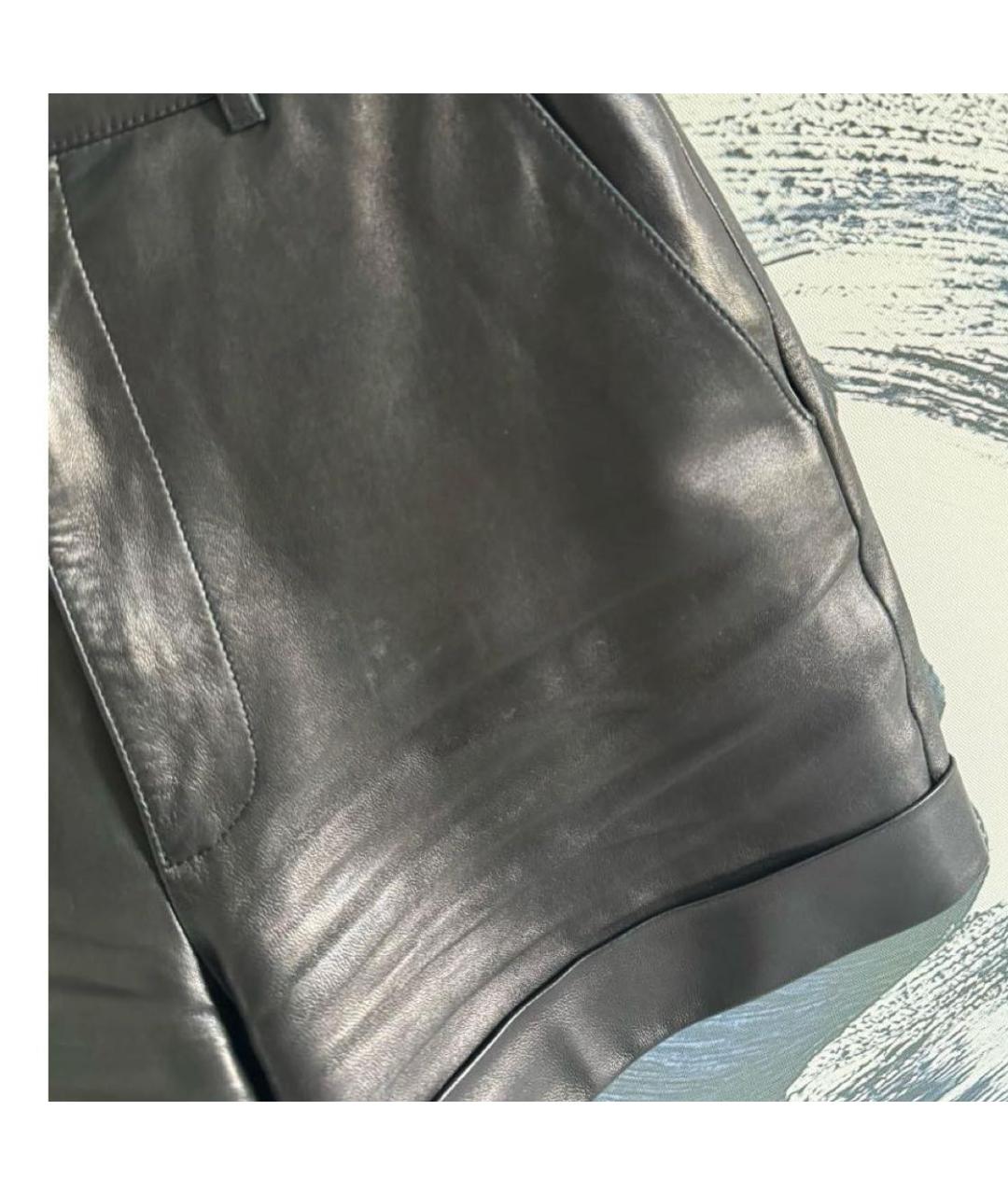 SAINT LAURENT Черные кожаные шорты, фото 3