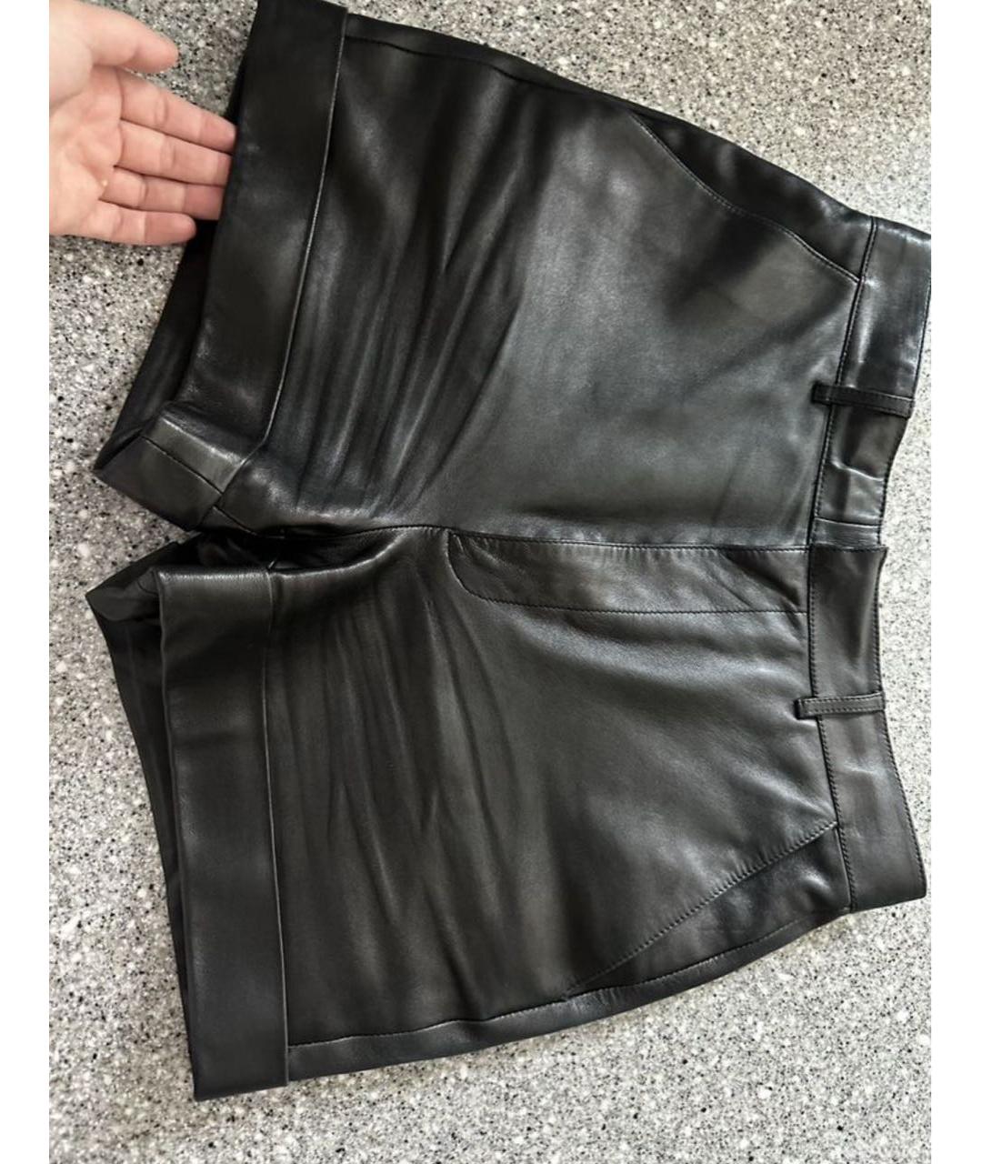 SAINT LAURENT Черные кожаные шорты, фото 8