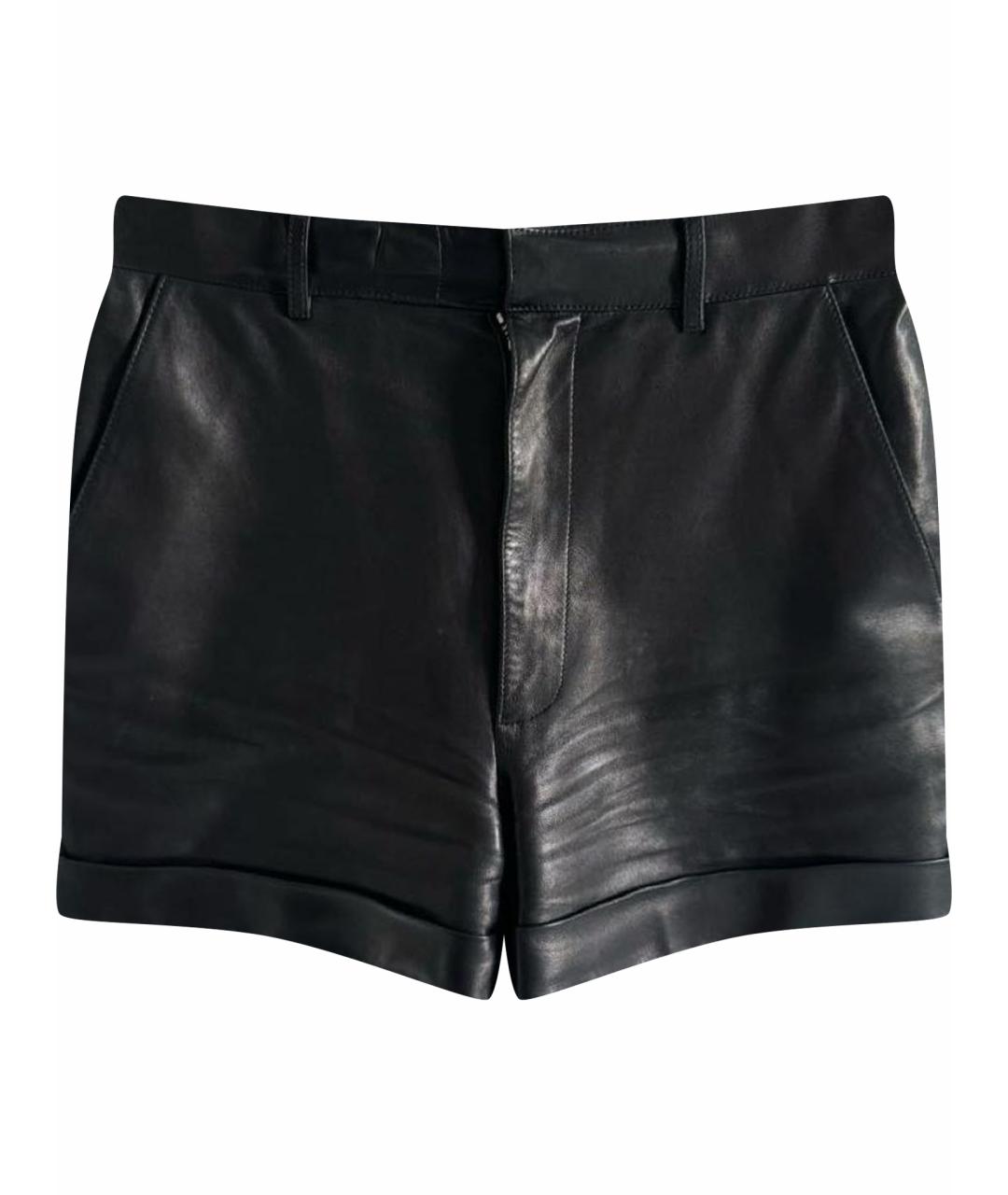 SAINT LAURENT Черные кожаные шорты, фото 1