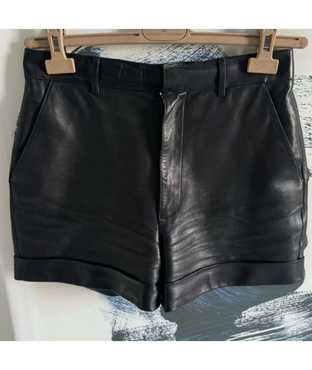 SAINT LAURENT Черные кожаные шорты, фото 9