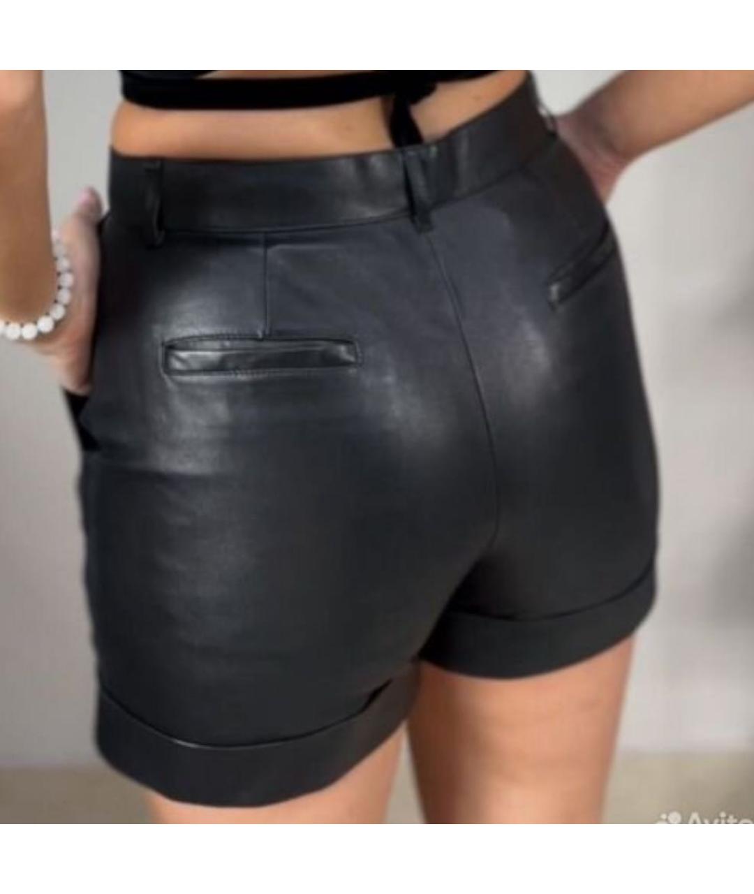SAINT LAURENT Черные кожаные шорты, фото 2