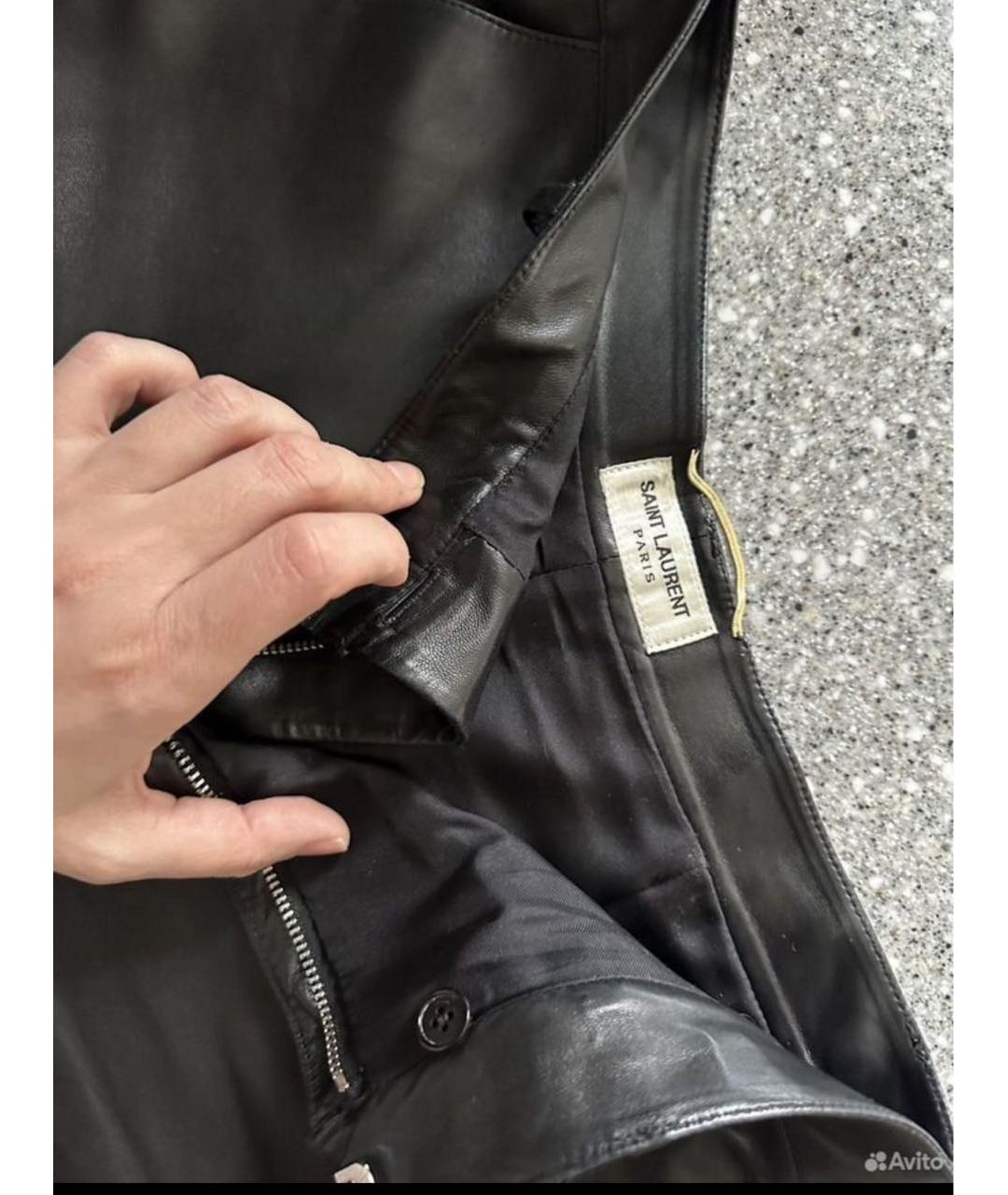 SAINT LAURENT Черные кожаные шорты, фото 7